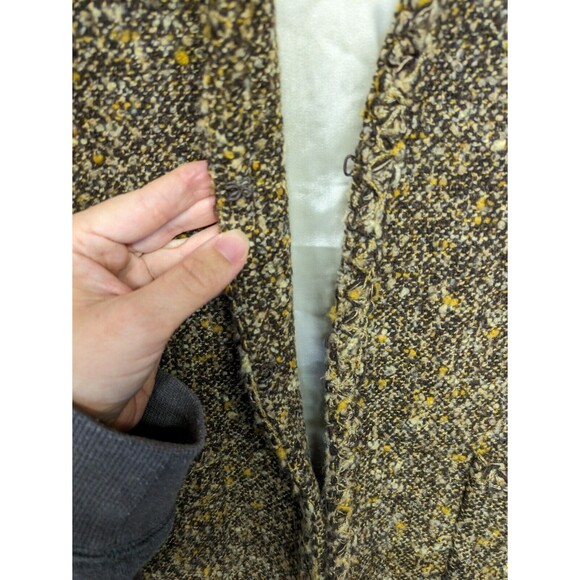 J. Crew Brown Wool Blend Tweed Women's Collarless Blazer Academia Pockets Size 2 - Picture 5 of 9